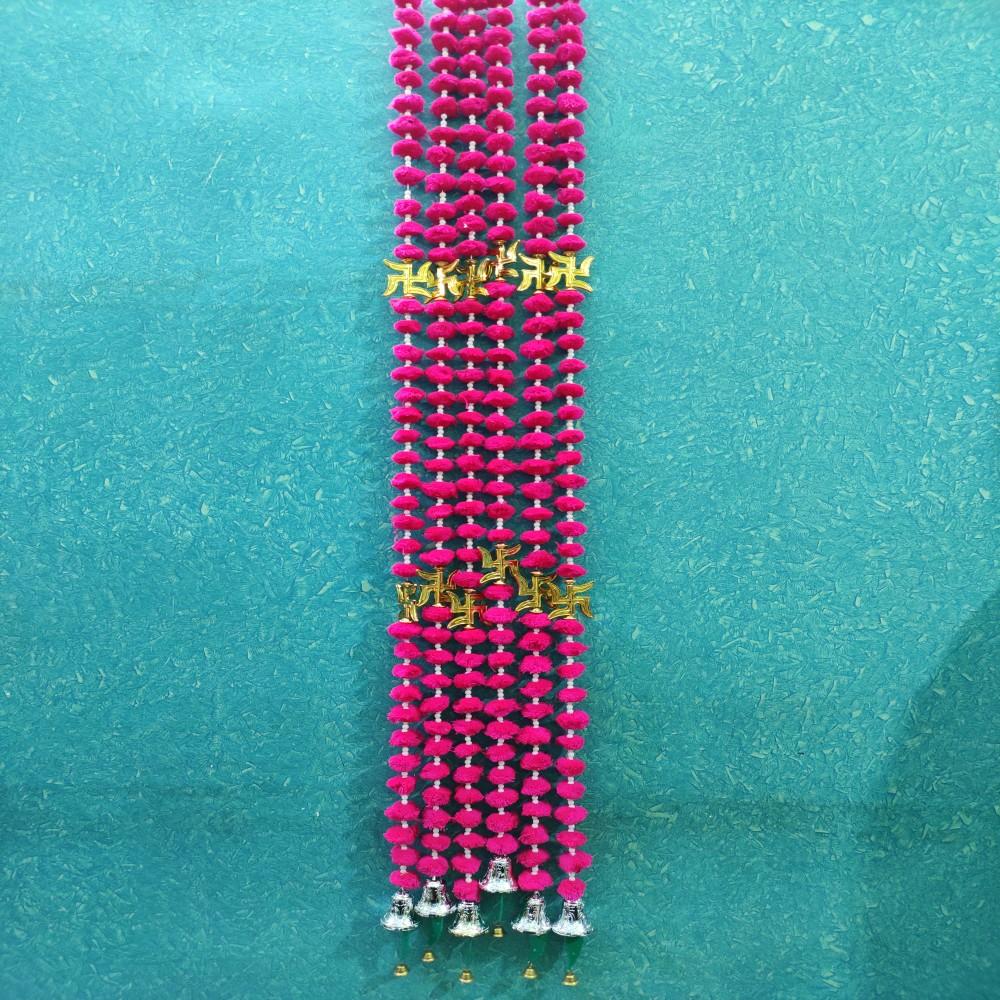 Pink Pom Pom With Swastik Latkan for Diwali Decorations,1 Pair,5 feet