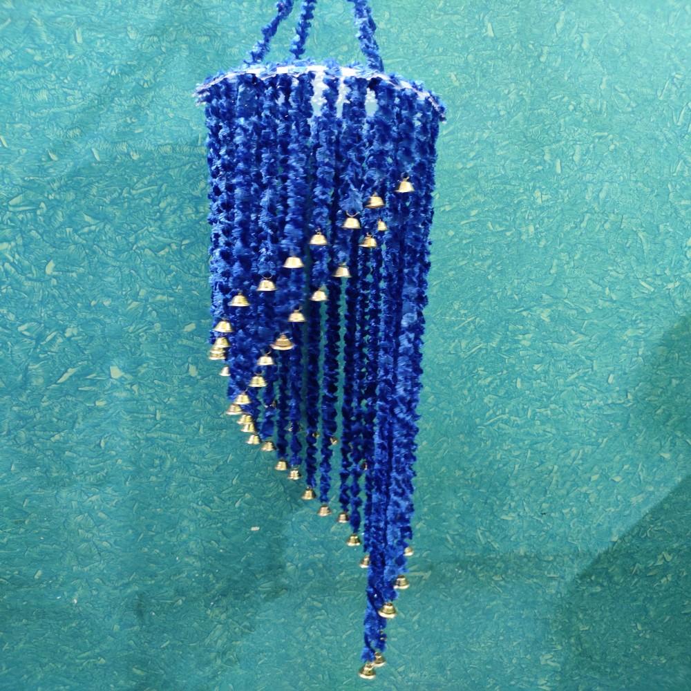 (Blue) Handmade Wall Hanging Round Shape Two Layered Jhumar