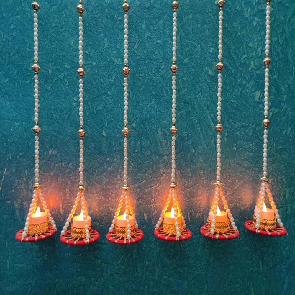 Light Diyas Latkan Wall/Door/Window, Festive Decorative Items Pack of 6